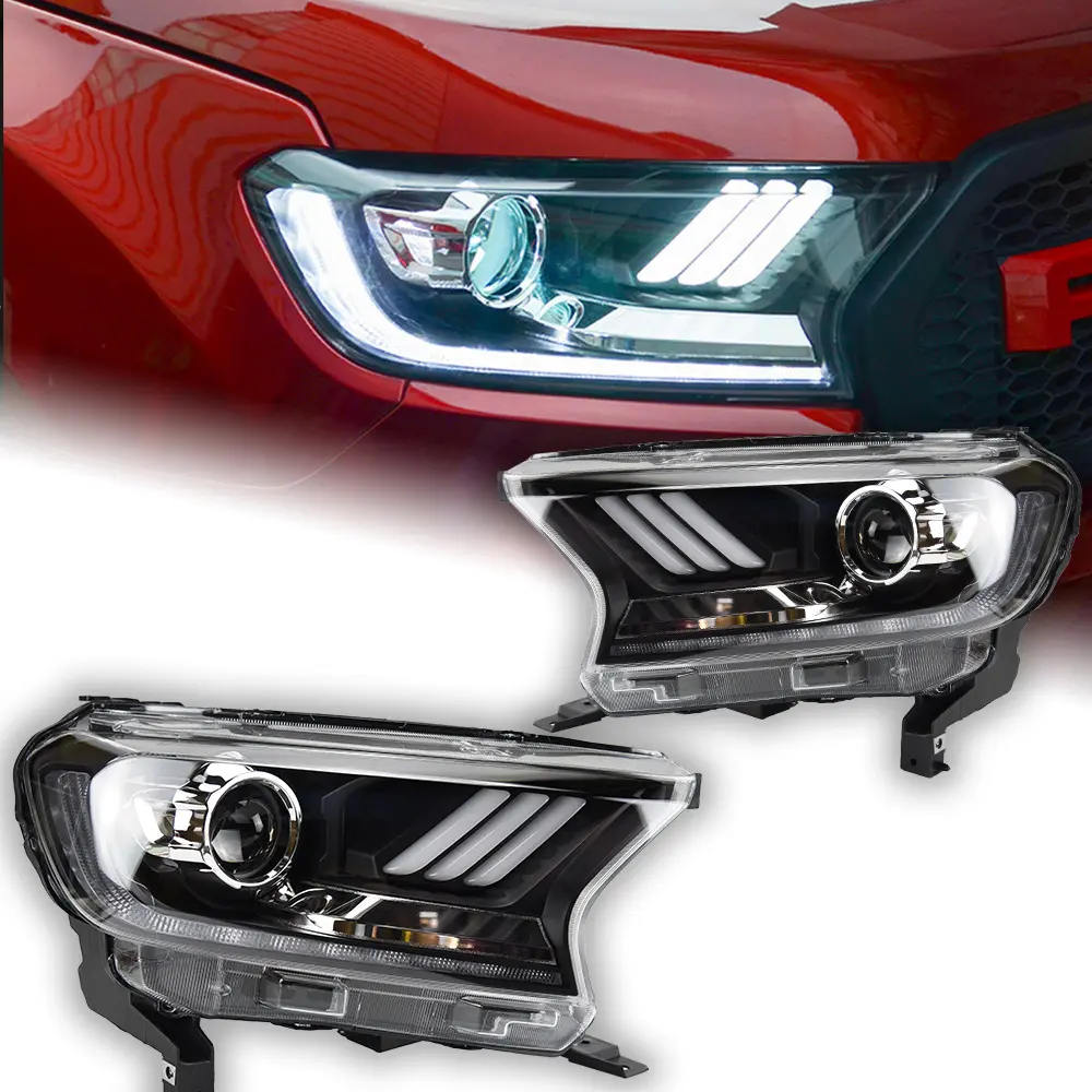 Car Lights for Ford Ranger Headlight Projector Lens 2015 Everest Dynamic Signal Head Lamp F-100 Endeavor LED Headlights Drl Auto