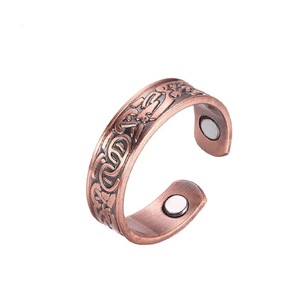 Men's Bronze Magnetic <b>Bangle</b> Adjustable Opening Vintage Jewelry <b>Copper</b> Alloy Bracelet Set - Product Image 4