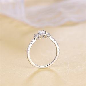 Bague de fiançailles et de mariage Sun Star TL-375 en argent sterling S925, demi-pierres en zircon, plaqué rhodium, cadeau tendance pour les fêtes - Product Image 4