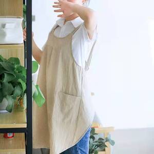 Nhật bản Cotton Linen tạp dề với <span class=keywords><strong>Pocket</strong></span> Hàn Quốc Tạp dề cho bức tranh, nướng, làm sạch chéo trở lại tạp dề - Product Image 3