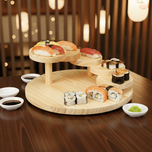 Soporte de Madera Ecológico para Exhibición de <span class=keywords><strong>Sushi</strong></span> con Bandeja y Herramientas para Presentación y Servicio - Product Image 5