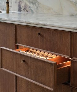 Vermonhouzz Modern Custom Wood Veneer Kitchen <strong>Cabinet</strong> with Slim Shaker Reeded Door Kitchen <strong>Cabinet</strong> Set - Product Image 5