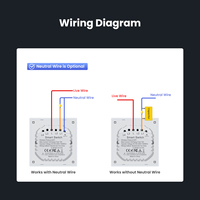 Interruptor de Luz WiFi GIRIER Tuya, Diseño sin Cable Neutro, Interruptor de Pared Inteligente para el Hogar, Botón Pulsador, 1, 2, 3, 4 Canales, UE