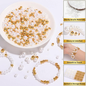 Kit de perles d'imitation 1947 pièces, entretoises rondes pour bracelets, colliers, fournitures de fabrication de bijoux DIY - Product Image 5