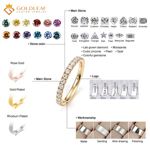 Bague d'éternité en or massif 10K 14K 18K avec diamants de laboratoire Goldleafgem, bague fine de fiançailles, rapport IGI - Product Image 4