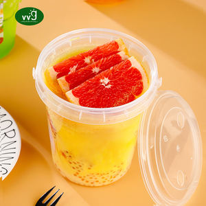 VVG 350/500/700/1000ml Ice Cream Buckets with Lid and Handles Reusable clear Plastic Buckets Cups for Drinks Cocktail <strong>Rum</strong> - Product Image 4