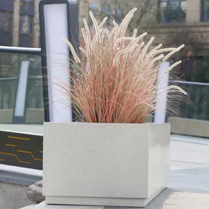 High Quality Outside Rectangle White Stainless Steel Flower Pot Home Decoration Outdoor Planters Long Large Flower Pots For Sale
