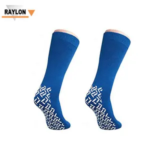 RL-B587 100% cotton non slip disposable non skid hospital medical socks for elderly slipper patient socks