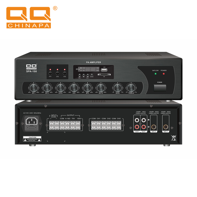 QQCHINA SPA-100 100W PA Amplifier System | Public Address Amplifier with Zone Control, Bluetooth/FM/USB, Class D Digital Amp