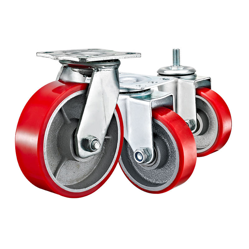 Heavy Duty 3000kg PU Polyurethane Caster 4 5 6 8 10 12 Inch Cast Iron Core Wheels for Machinery Industrial Trolley