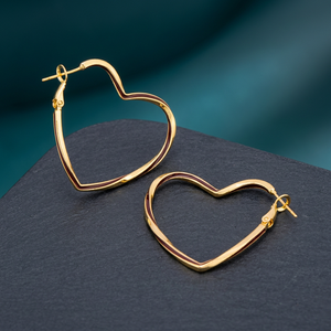 Boucles d'oreilles créoles tendance 187711 pour femme, plaqué or rhodié en forme de cœur, 5g, rubis noir, cadeau de fête, en alliage de zinc - Product Image 2