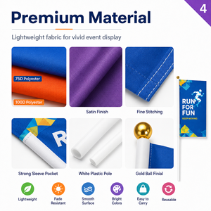 Banderas de Mano con Múltiples Formas, Logotipo Personalizado, Bandera Rectangular, Triangular, Cola de Golondrina, Bandera con Palo para Eventos Deportivos, Festivales, Venta al por Mayor - Product Image 4