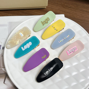 Qianjin nueva llegada logo personalizado estilo coreano de alta calidad Simple delicado horquillas para uso diario Logotipo de acetato pinzas para el cabello personalizadas - Product Image 1
