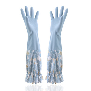 Gants en PVC extra longs et épais Yaxin 52 cm, imperméables, pour le nettoyage ménager, la vaisselle, avec motif floral - Product Image 5