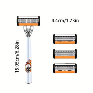 Rasoir manuel à 6 lames en acier inoxydable, lames remplaçables pour hommes, épilation du visage et du corps entier, lot de 50 lames - Product Image 2