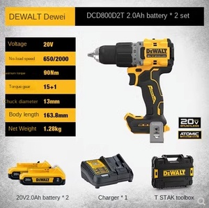 Hochwertige Original DCD800D2 20V Kompakt 1/2-Zoll Akku-Bohrschrauber MAX Kabelloser Bohrer - Product Image 4