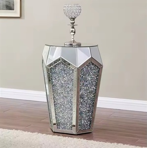 Modern Furniture Crystals Triangle <strong>Sides</strong> Shimmer <strong>Silver</strong> Glass Coffee <strong>Table</strong> Living Room Center <strong>Table</strong> for Home Hotel Furniture - Product Image 3