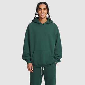 High Quality 350 GSM Cotton Thick Blank Plain Heavyweight Oversized Hoodies No <b>String</b> Unisex Custom Logo Plus Size Men's Hoodies - Product Image 1