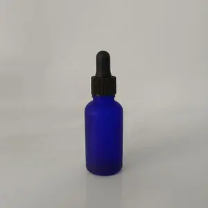 Cheap and good 50ml matte blue essential oil glass bottle with black dropper
