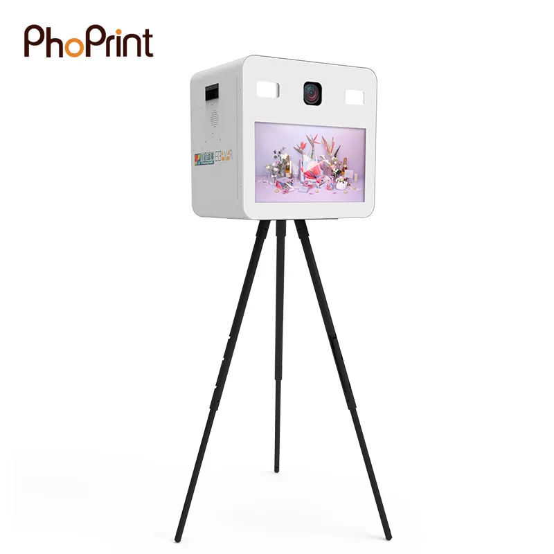 Phoprint taşınabilir ucuz fiyat 21.5 inç dokunmatik ekran düğün dslr fotoğraf kabini makinesi satılık
