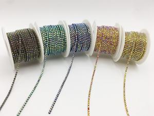 Accessoires DIY en gros pour bijoux, chaussures, nail art - Strass à dos plat à motif chaîne griffe SS6 en métal durable - Product Image 2