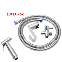 SUPERINOX Pulvérisateur de bidet tout-en-un avec vanne en T et support mural inclus