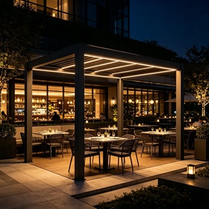 Toldo Redondo Inteligente Ajustable para Exteriores, con Marco de Aluminio con Recubrimiento en Polvo, Motor Tubular Silencioso, para Jardín, Patio y Familia - Product Image 1