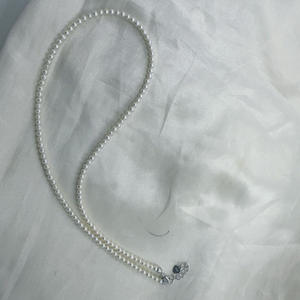 Collier de perles d'eau douce de luxe Zhuji 3-4mm avec fermoir en argent S925, légers défauts, forte brillance, style original pour chaîne Xiaomi - Product Image 1