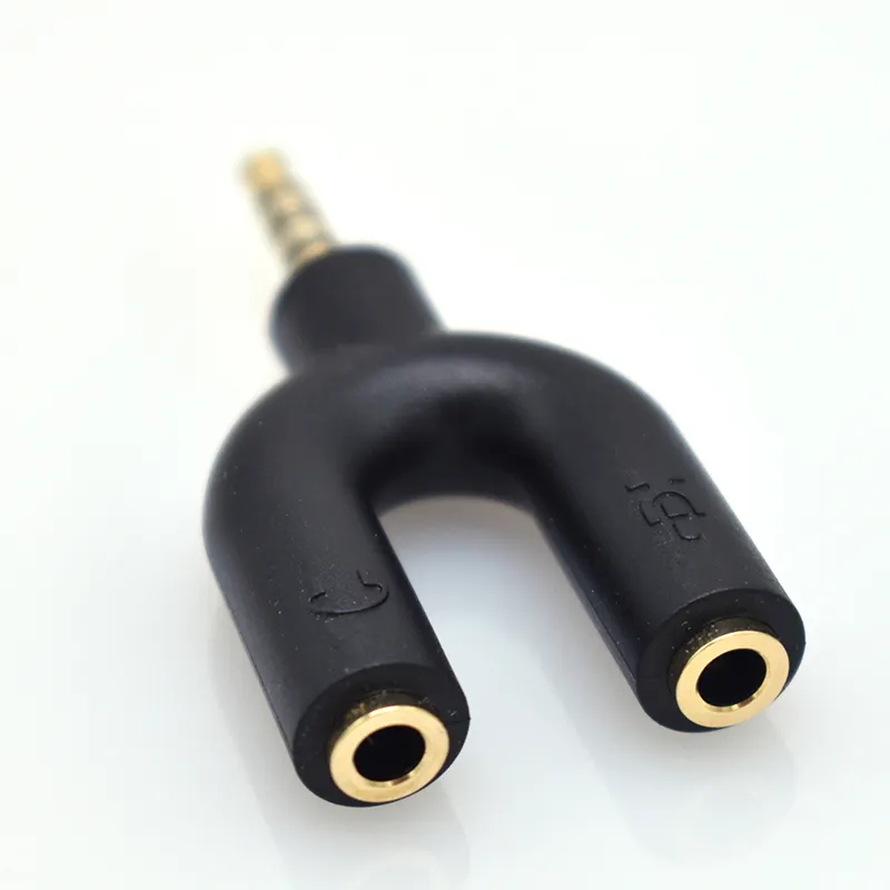 3.5mm To Dual 3.5mm Headphone Separator gold plating U Type Male To Female Stereo Audio Earphone Splitter Adapter