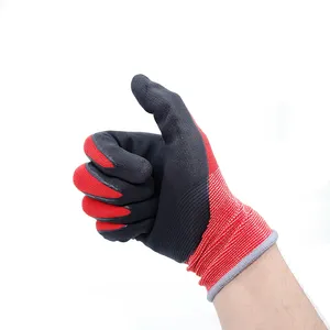 15G Rouge Nylon Et Spandex Noir Nitrile Micro Mousse Lavée Mousse Nitrile Gants Minces