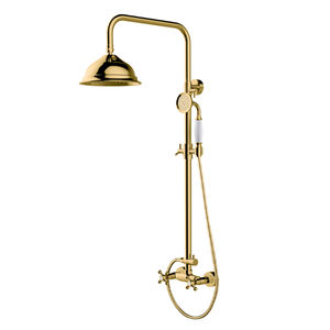 Classique deux poignée mural salle de bain or robinet de douche en laiton avec téléphone douche de tête - Product Image 1