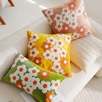 Housse de coussin de canapé pour salon, motif floral champêtre, résistante aux taches, lavable, verte, pour fenêtre en baie et tête de lit