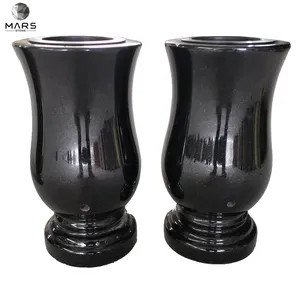 Vasos de flores para sepulturas, use em cemitérios, granito preto, pedra de marte tradicional polida europeia de alta qualidade, pedra de anjo