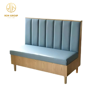 Ensemble de meubles de restaurant de restauration rapide en bois et cuir carré en gros, table et chaise, banc, banquette pour café - Product Image 6