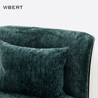 WBERT Canapé simple VIP italien moderne-Velours vert mousse associé à un fauteuil de salon de luxe en acier inoxydable