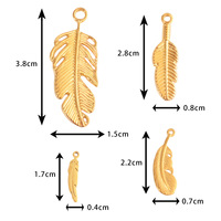 Pendentif en plume d'oiseau en gros, breloque en acier inoxydable, charme animal, titane, fabrication de bijoux DIY, plaqué PVD 18K, bijoux DIY