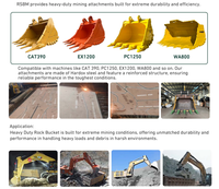 Bucket Batu Excavator RSBM 1700mm Heavy Duty untuk Cat 336F, Penggalian Batu Keras, Pertambangan, dan Quarry