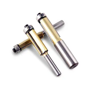 1/4 "DIA 2 Seruling Karbida Pertukangan Kayu Flush Trim Router Bits Penggilingan Kayu dengan Bantalan untuk Mesin Pertukangan