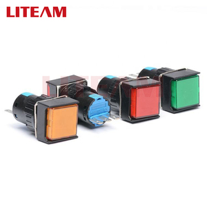 Venta al por mayor 16mm agujero de montaje cuadrado/Rond/rectángulo interruptor de botón de cabeza alta botón cuadrado de enganche momentáneo con luz LED - Product Image 6