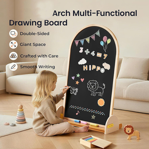 Chevalet d'art double face pour tout-petits, arche en bois avec <span class=keywords><strong>tableau</strong></span> magnétique pour l'apprentissage - Product Image 2