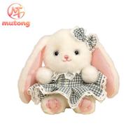 En gros, Peluche Lapin Assis Moelleux Multi-styles avec Jupe en Dentelle et Nœud, Décoration de Chambre, Cadeau d'Anniversaire pour Filles