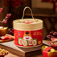 Seau à câlins Thème Cheval Nouvel An Chinois 2026 - Boîte cadeau vide pour biscuits et bonbons