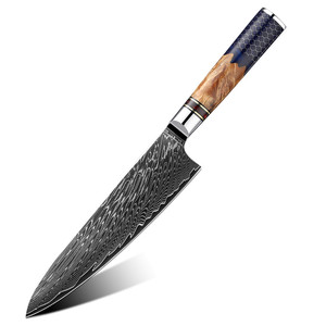 <span class=keywords><strong>Couteau</strong></span> de Chef Professionnel 8 Pouces en Acier Damas avec Manche en Résine Nid d'Abeille 60HRC Ambidextre Poli Miroir – Offre Spéciale - Product Image 1