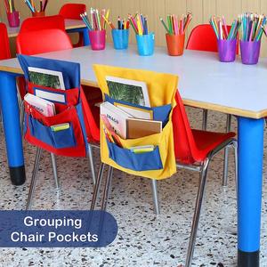 Organisateur de chaise de classe jaune en gros, pochette élastique pour dossier de chaise, rangement pour chaise d'étudiant, pour fournitures de bureau et scolaires - Product Image 3