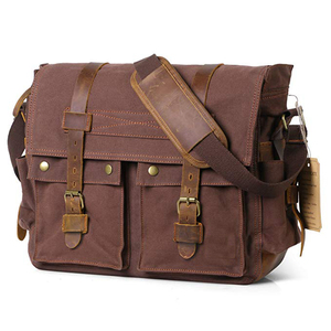 <span class=keywords><strong>Sacoche</strong></span> à bandoulière en cuir et toile pour hommes, sac pour ordinateur portable personnalisé, 2020 - Product Image 2