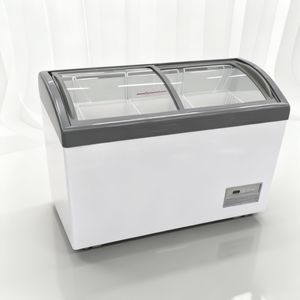 Congélateur horizontal commercial avec porte vitrée et refroidissement par air, dessus en verre pour la présentation de glaces et de gelato - Product Image 5