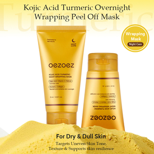 Mascarilla Facial de Cúrcuma Exfoliante al por Mayor para una Limpieza Profunda de la Piel, Cuidado Hidratante, Mascarilla con Banda para Dormir y Cepillo - Product Image 2