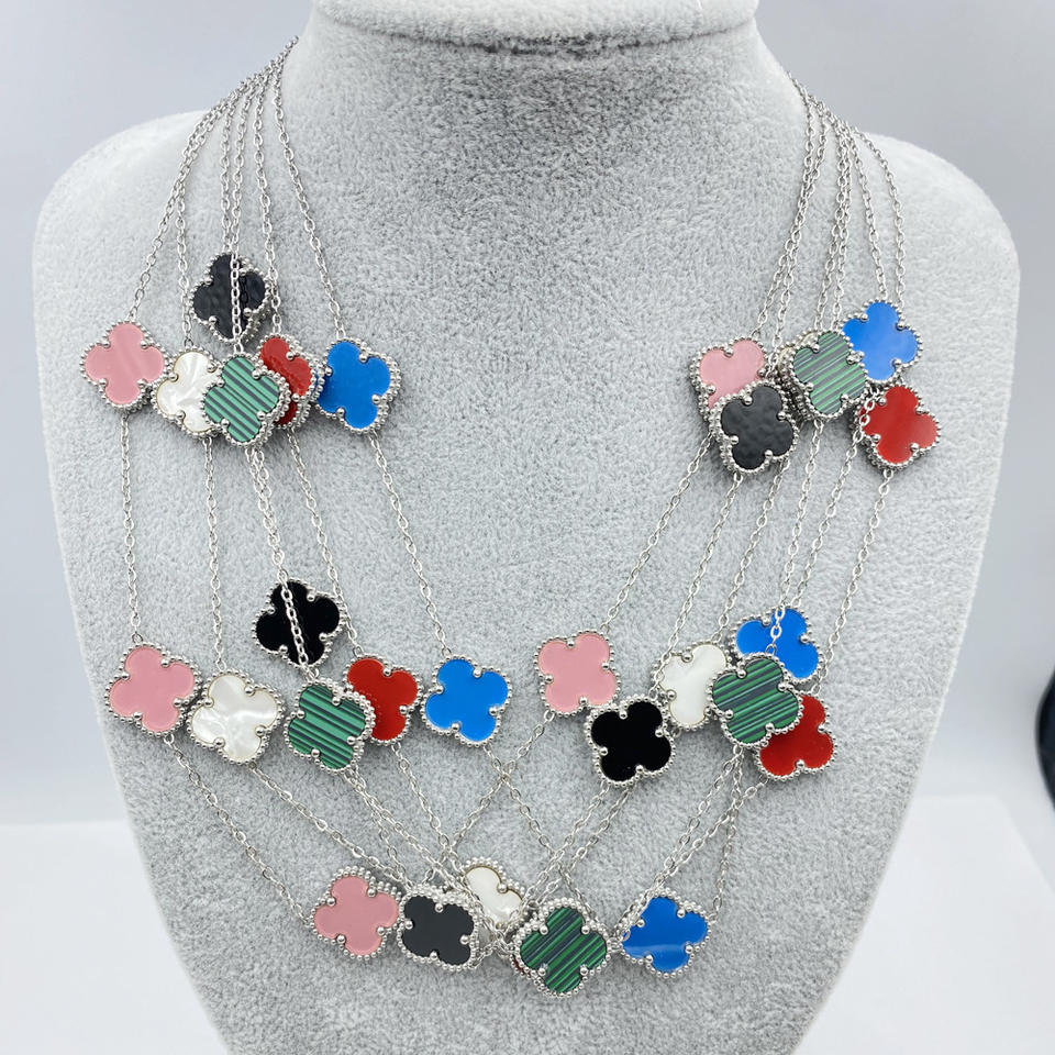 15mm 5-link Four-leaf Clover Necklace Delicate Clavicle Chain Forest ...