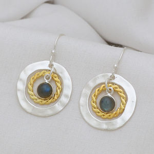 Joyería de alta calidad al por mayor de doble tono 925 pendientes de labradorita de plata esterlina - Product Image 3