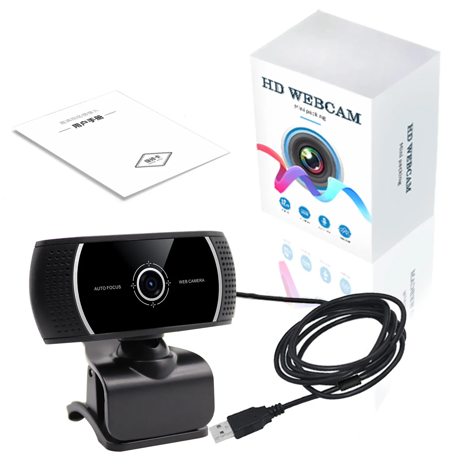 HD Autofocus Webcam 4K Video Chat PC Computer Laptop Internal Online Class Meetings Video Call Web Camera with MIC Microphone